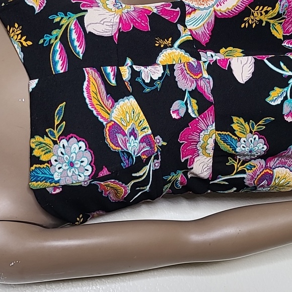 Xhilaration Jumpsuit Size Large Black Floral Print Strapless Top Comfort Fit Fun - Picture 3 of 5